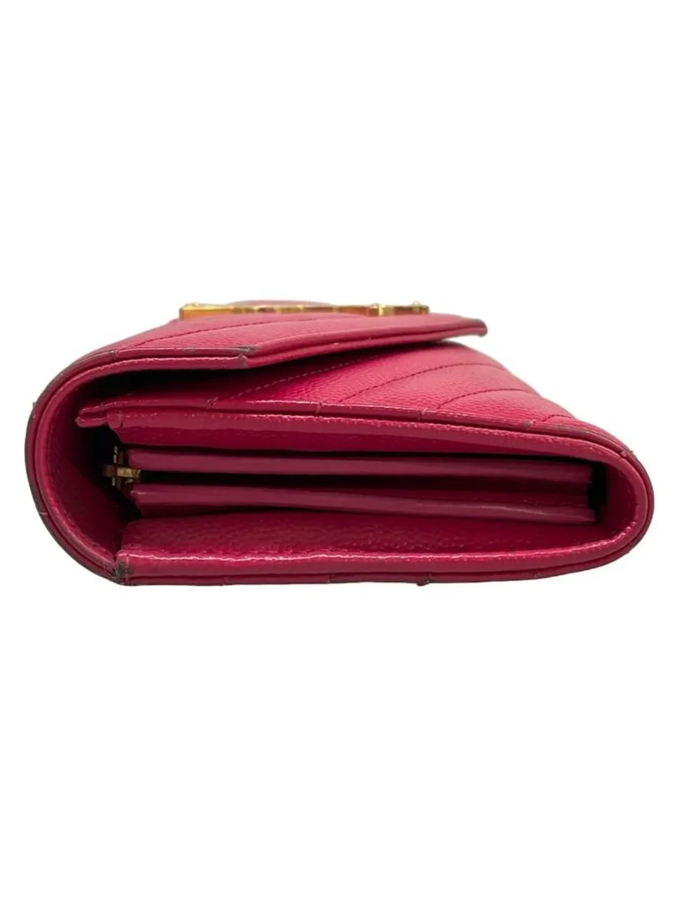 Saint Laurent Paris Wallet Monogram Large Flap Pink Zip Around Leather - Picture 10 of 15
